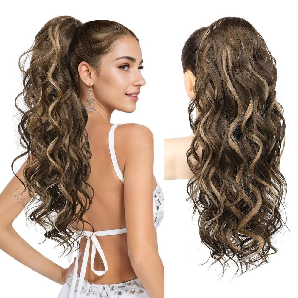 Ponytail Extension, 24" Claw Clip Ponytail Extension Wavy Ponytails Hair Extensi